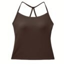 MIA&LILI Backless Sports Tank & Flared Leggings Pilates Set - Brown