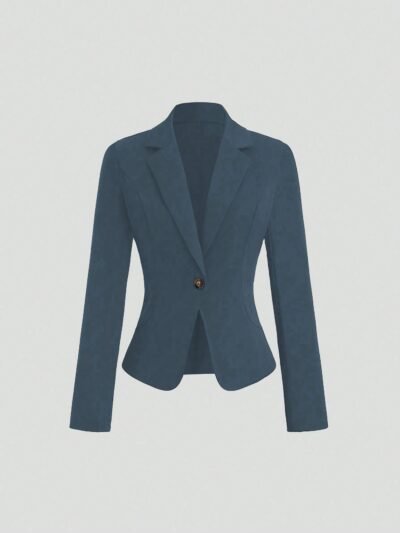 Clasi Minimalist Casual Solid Color Blazer Fall Cloth For Women - Dusty Blue